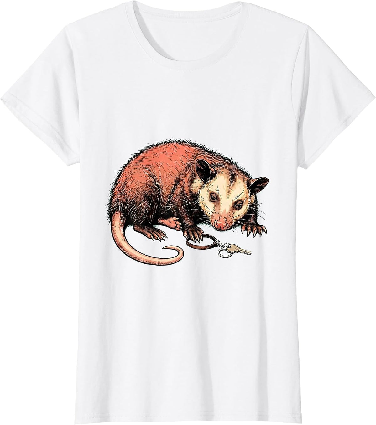 Women's Oversized Limp Opossum Funny Animal Meme Humor T-Shirt - White