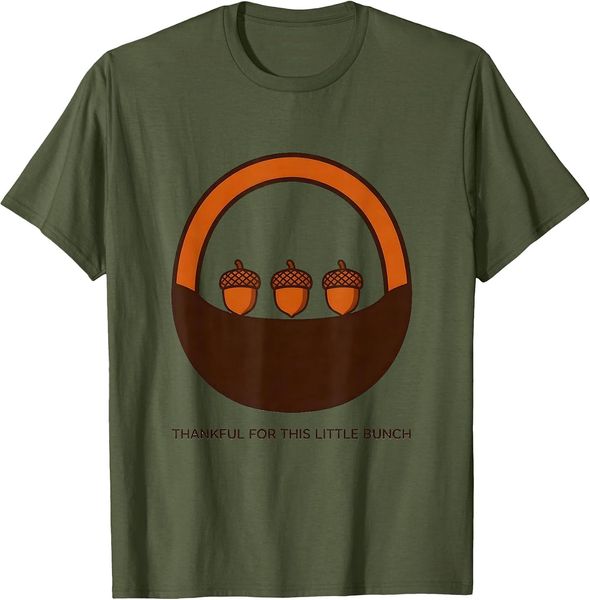Thankful For This Little Bunch Autumn Teacher Preschool Kids T-Shirt - Olive Green