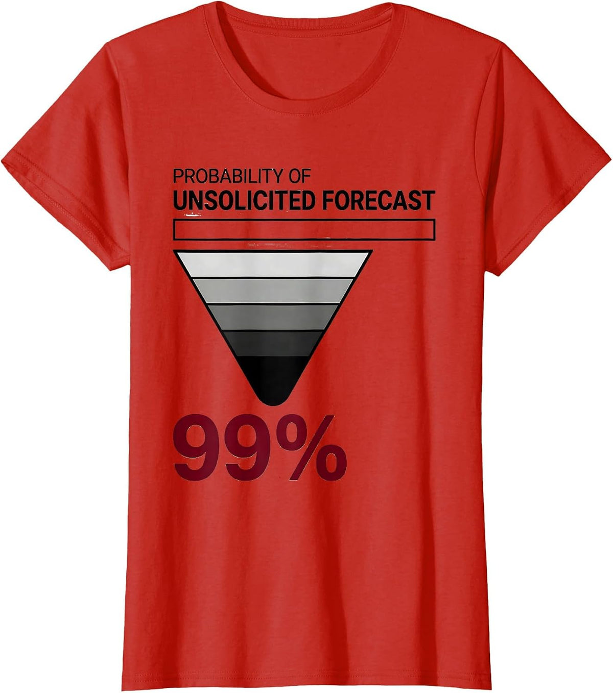 Women's Probability Of Unsolicited Forecast: 99% Meteorology Humor T-Shirt - Red