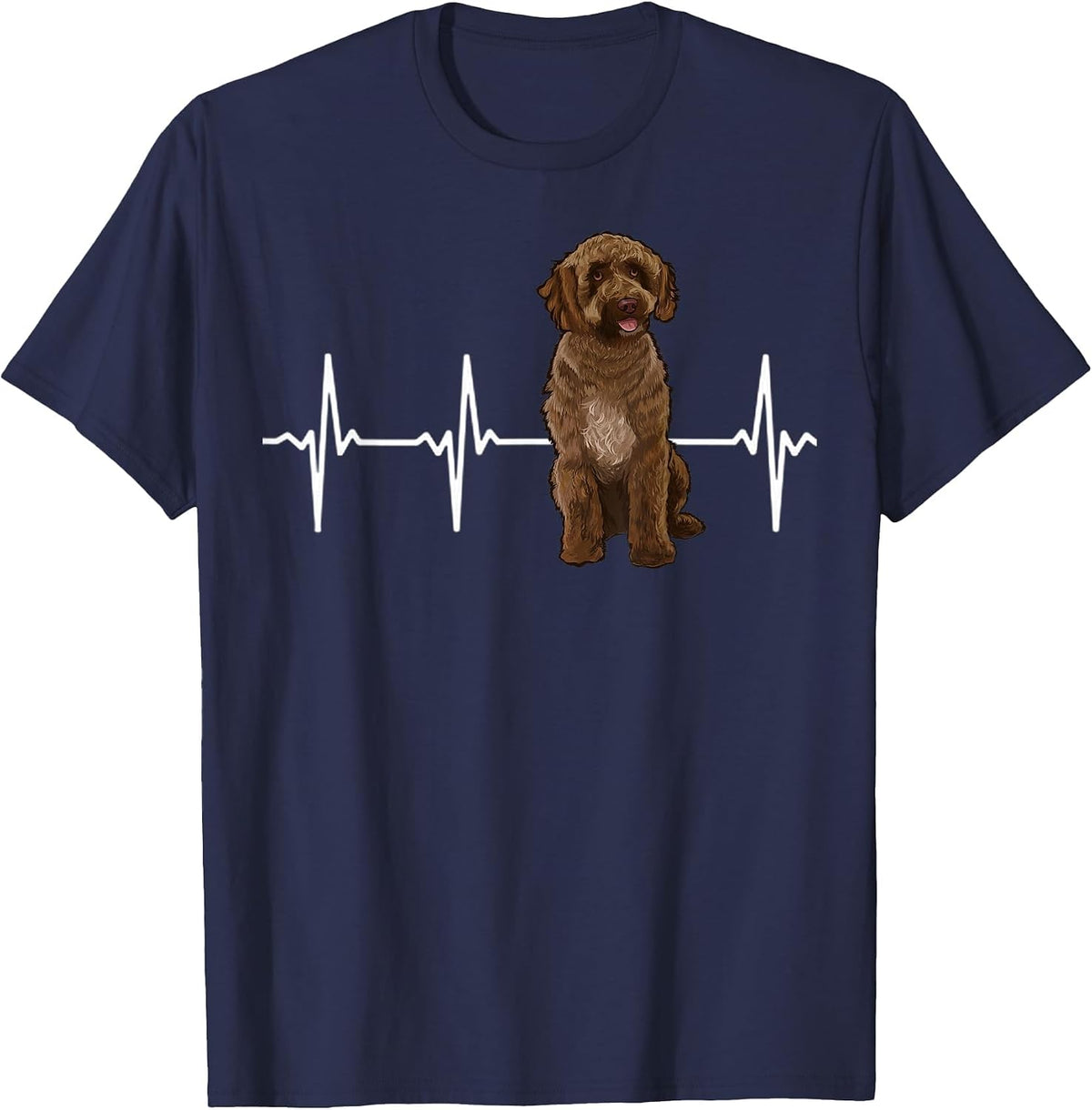 Spanish Water Dog Heartbeat Dog Lover T-Shirt - Navy Blue