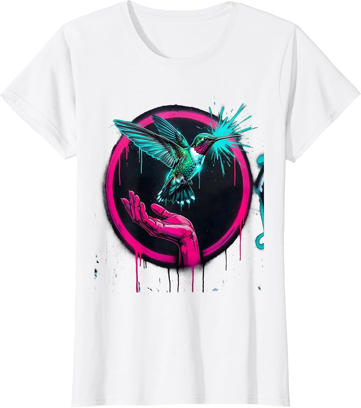 Hummingbird Freedom Open Palm Release Art T-Shirt - White