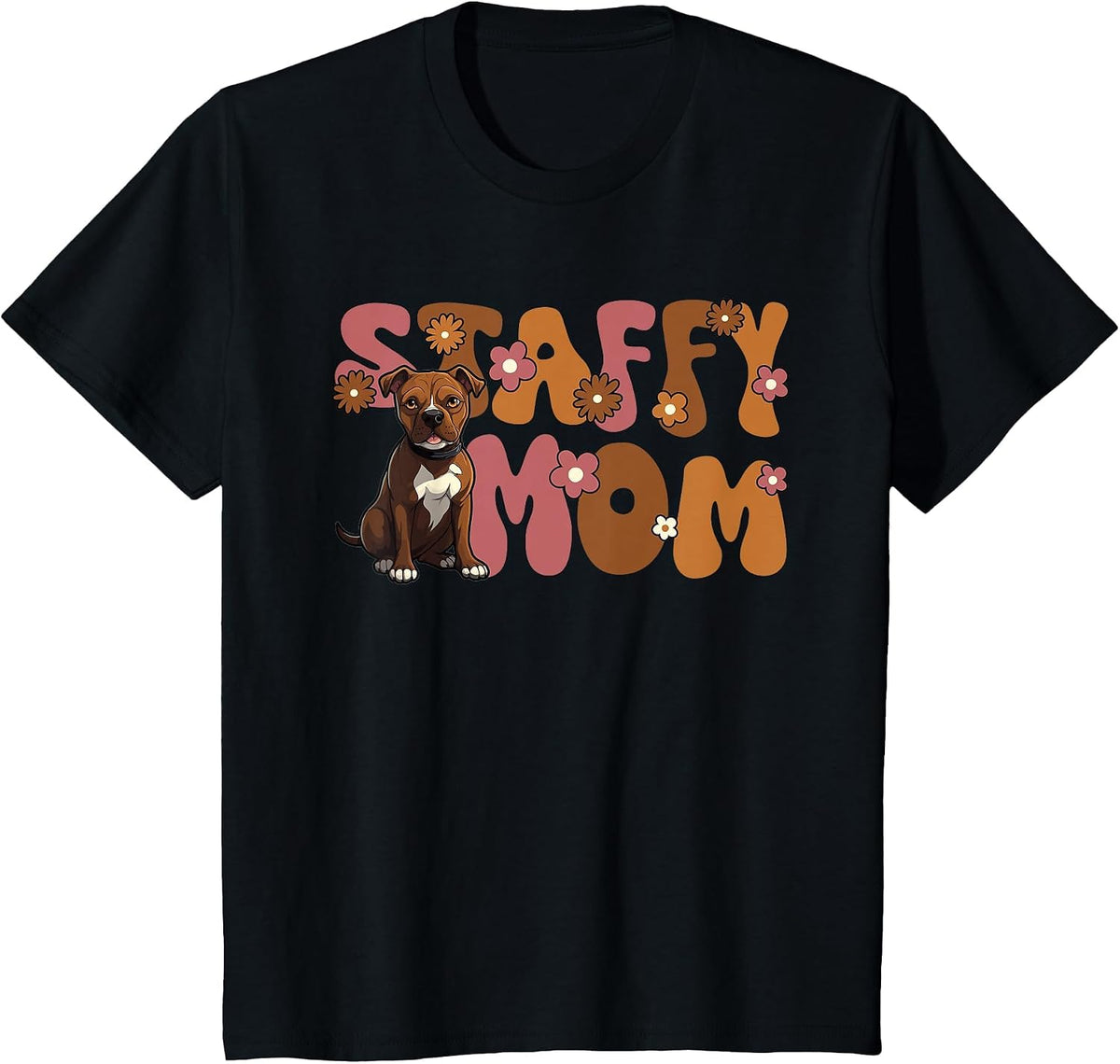 Staffordshire Bull Terrier Groovy World's Best Staffy Mom T-Shirt - Black