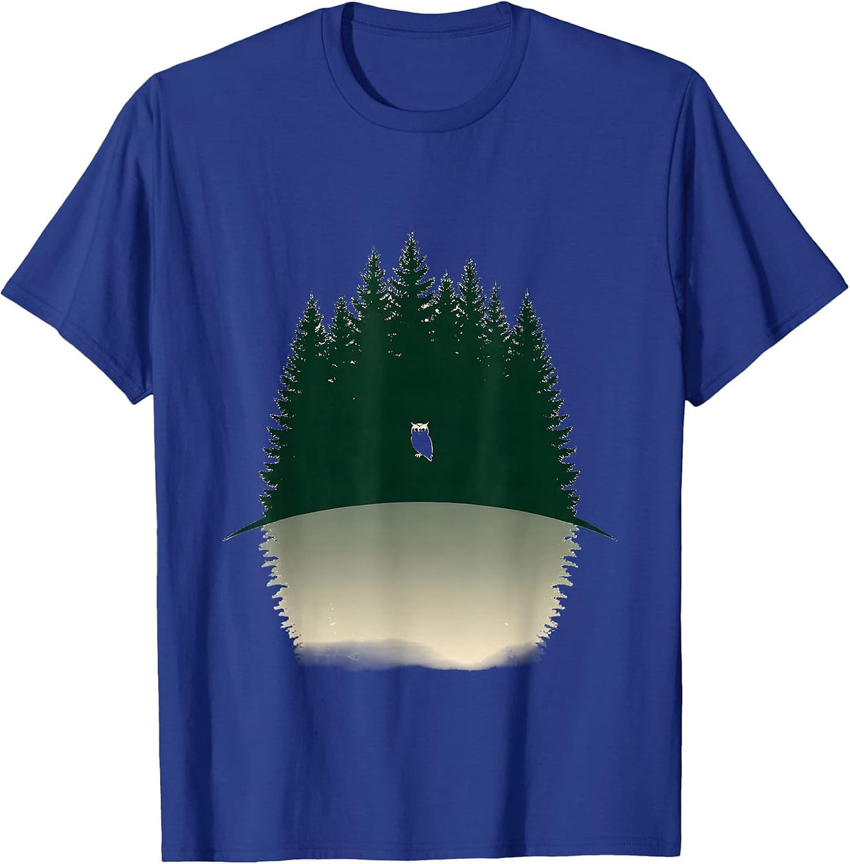 Men's Broad Conifer Silhouette Owl Nature Lover Wildlife T-Shirt - Royal Blue