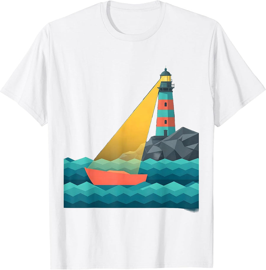 Men's Lighthouse Beam Suicide Prevention Awareness T-Shirt - White