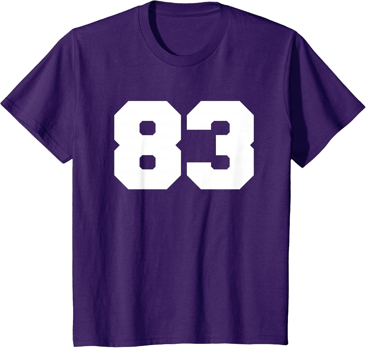 Number 83 Sports Jersey Player #83 Fan Front Print Varsity T-Shirt - Purple