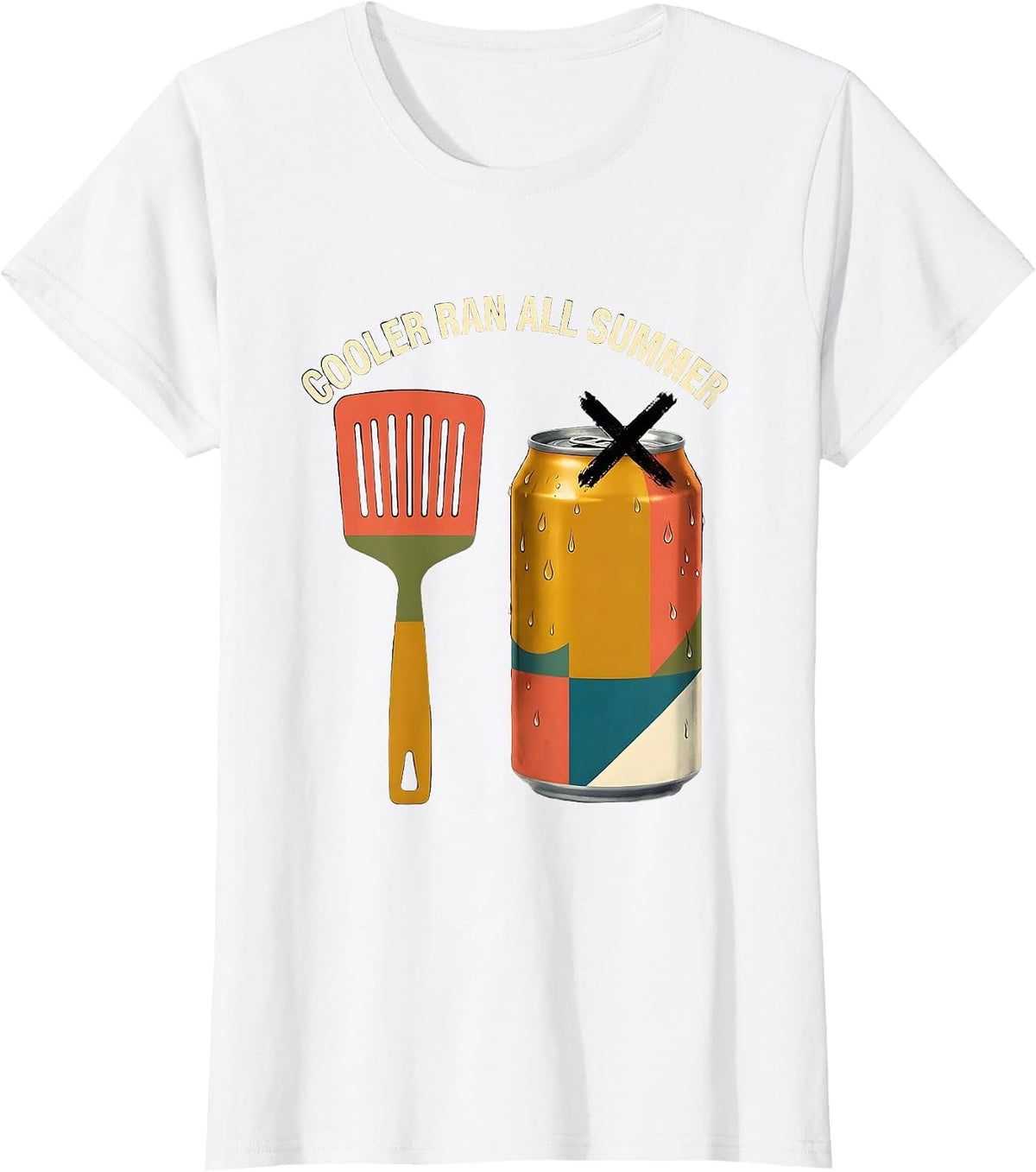 Cooler Ran All Summer Funny Midcentury Modern Beer Lover T-Shirt - White
