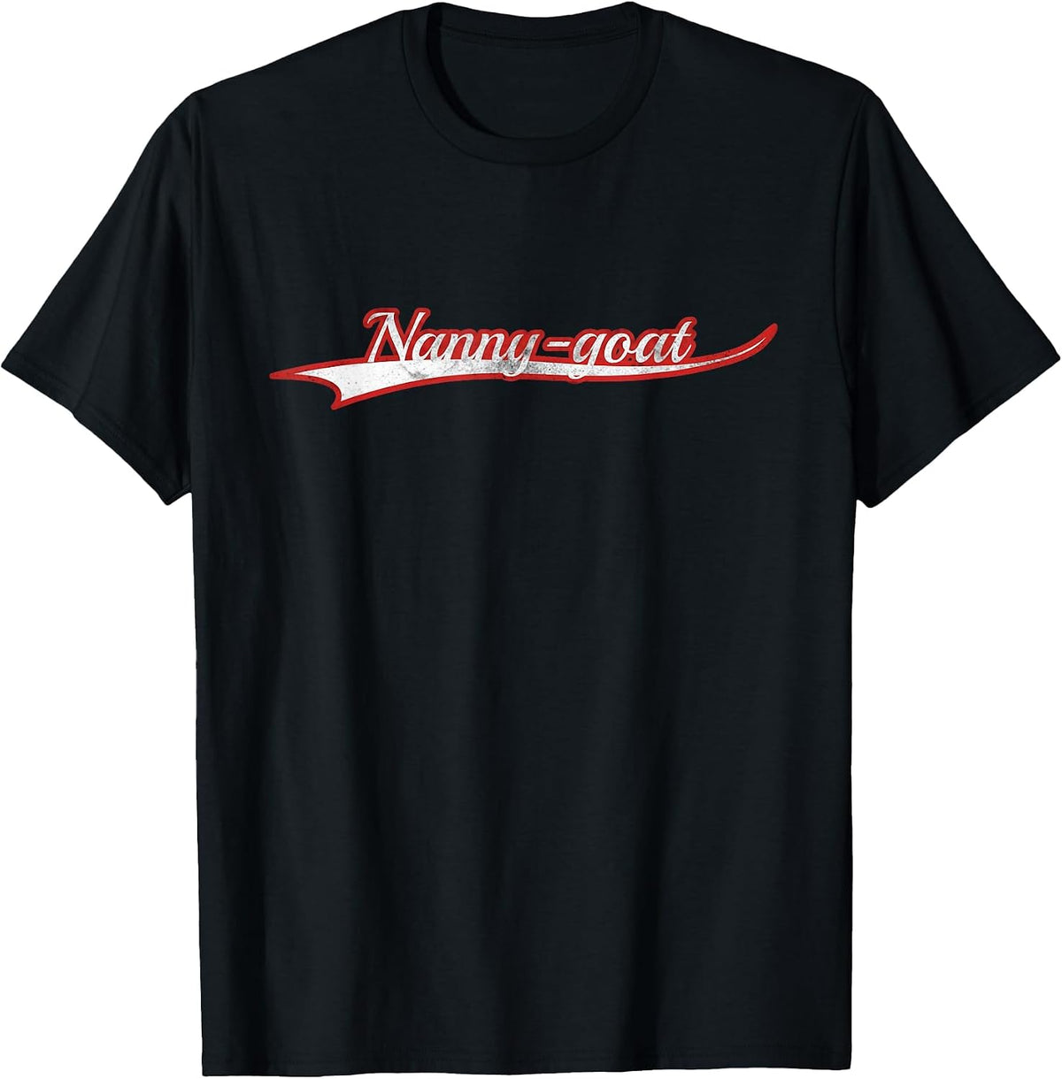 Nanny Goat Grandma Vintage Varsity Distressed T-Shirt - Black