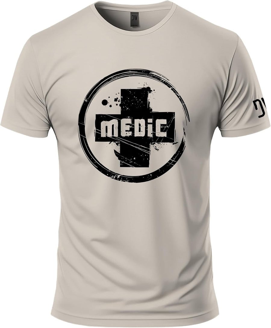 Dion Wear Medic T-Shirt - Soft Cotton Crew Neck Shirt for Men - Sand