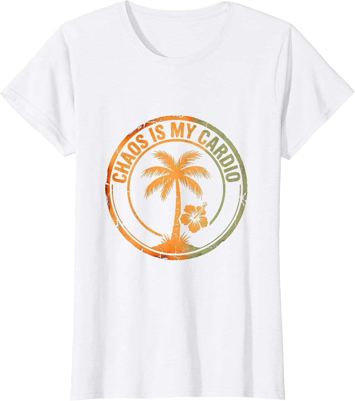 Women's Chaos Is My Cardio Chaos Coordinator Design T-Shirt - White