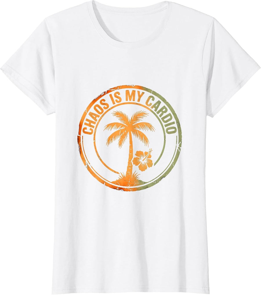 Women's Chaos Is My Cardio Chaos Coordinator Design T-Shirt - White