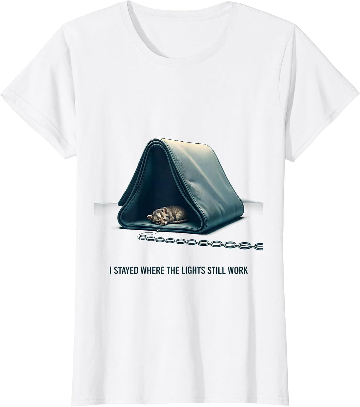 I Stayed Where The Lights Still Work Funny Vet Tech T-Shirt - White