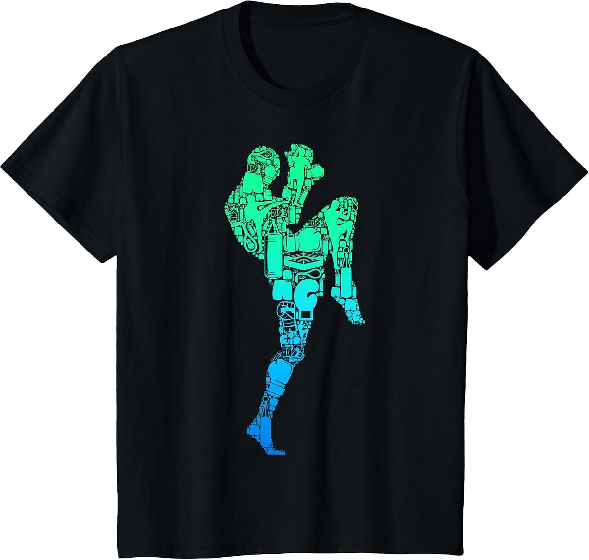 Muay Thai Thai Boxing Taekwondo Boys Children Men T-Shirt - Black