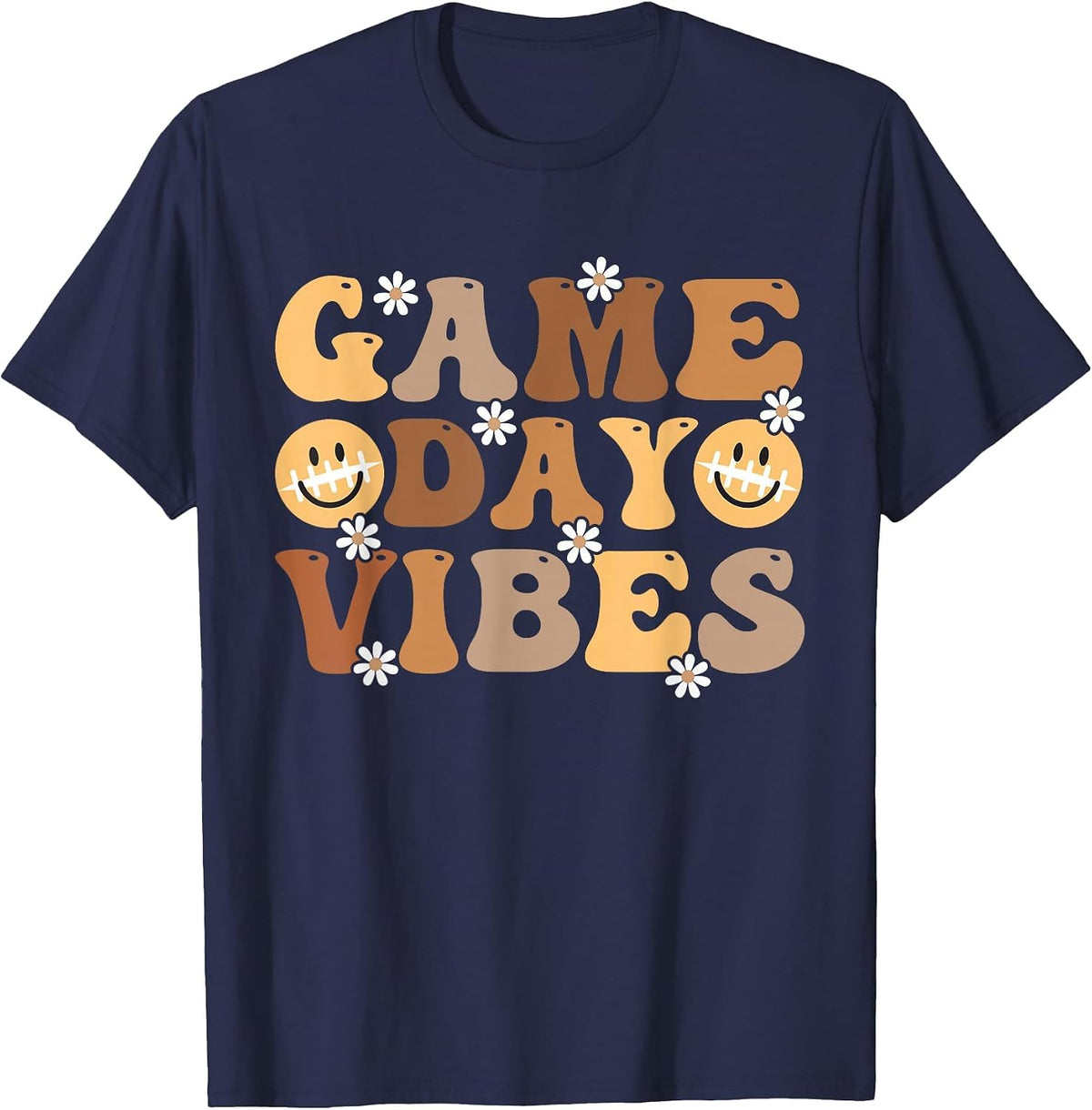 Funny American Football Game Day Vibes Sport Women Girl T-Shirt - Navy Blue