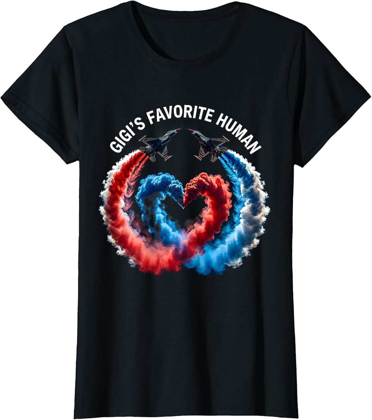 Gigi's Favorite Human Grandma Love Design T-Shirt - Black