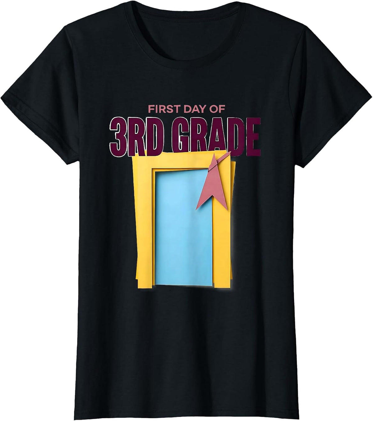 First Day Of 3rd Grade Cute Girly Coquette Bow Back T-Shirt - Black
