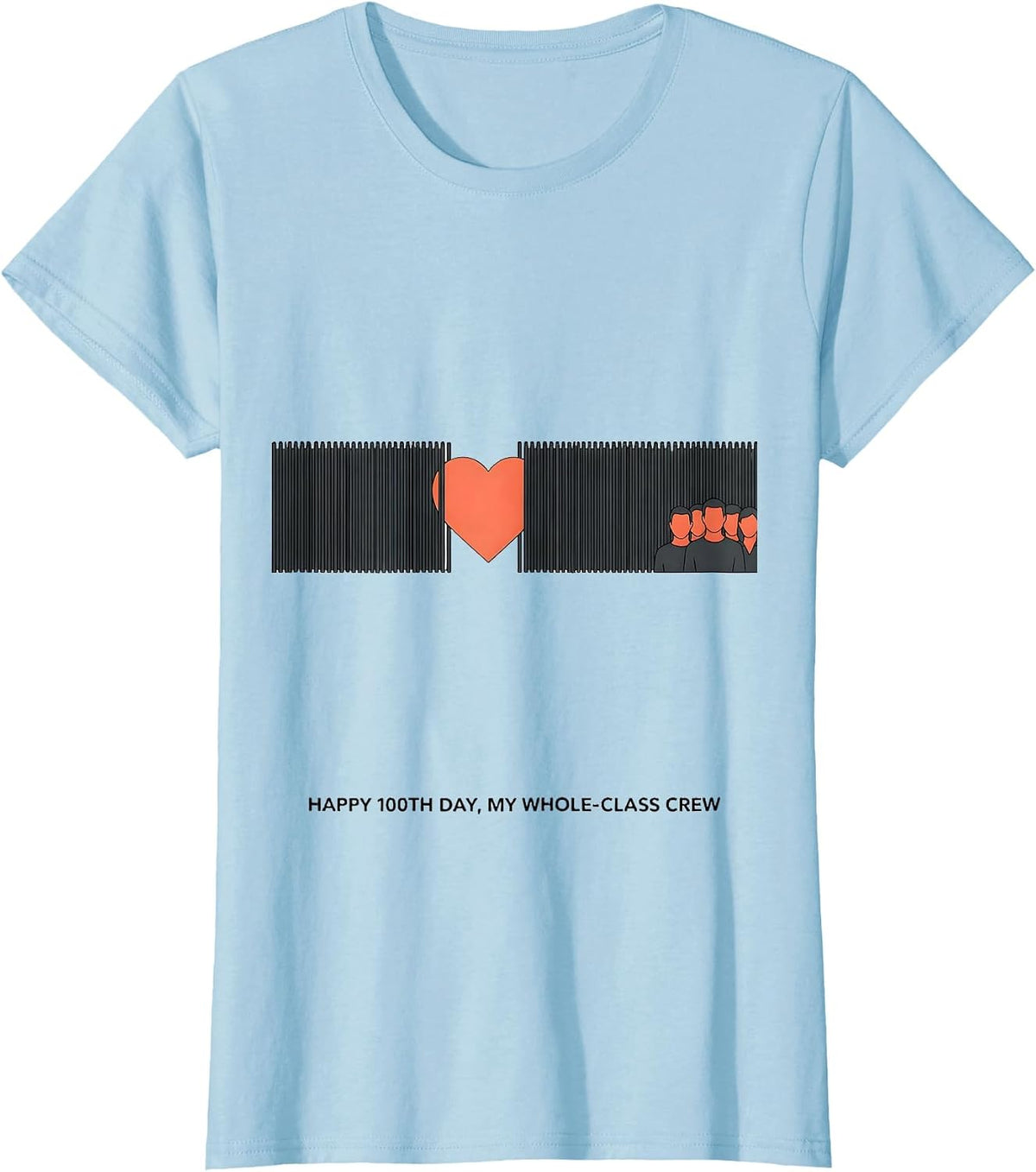 Women's Happy 100th Day My Whole-Class Crew Teacher Valentine T-Shirt - Baby Blue