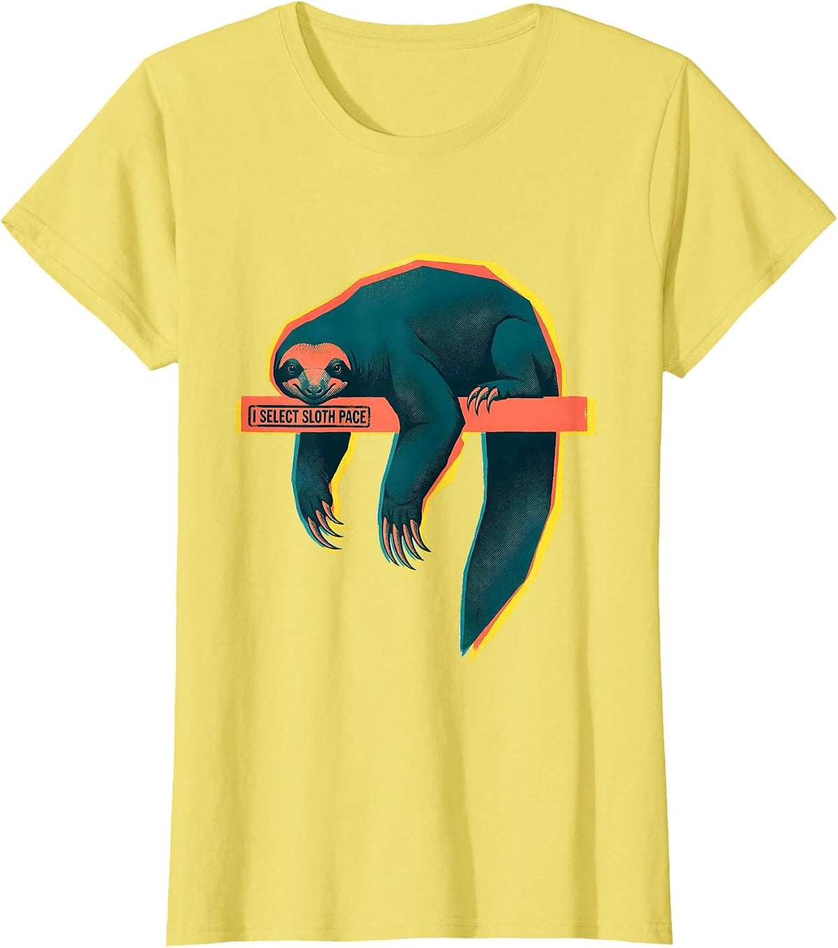 I Select Sloth Pace Funny Sloth Lover Gift Novelty Humor T-Shirt - Lemon Yellow
