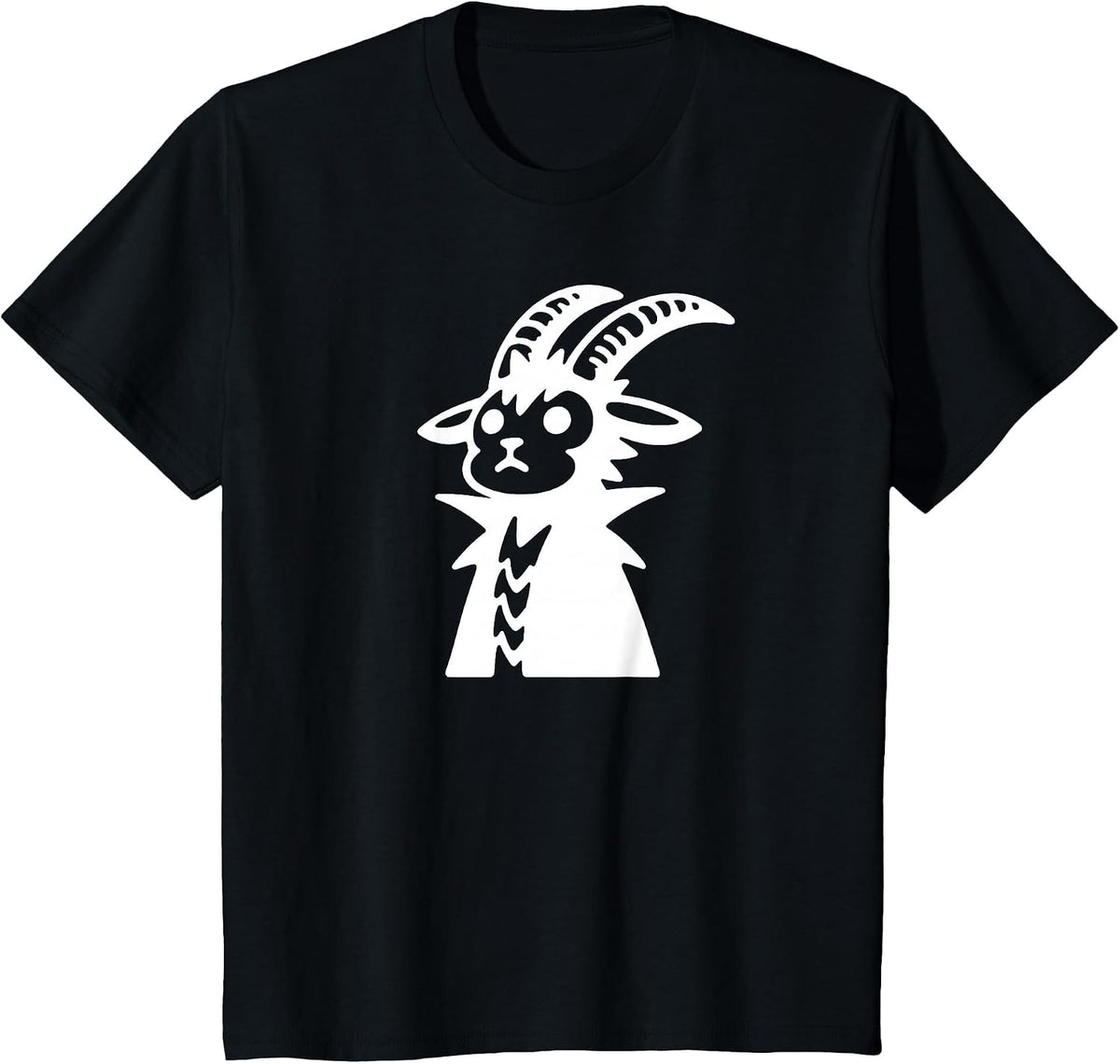 Punk Mountain Goat Cute Funny Silhouette Doodle T-Shirt - Black