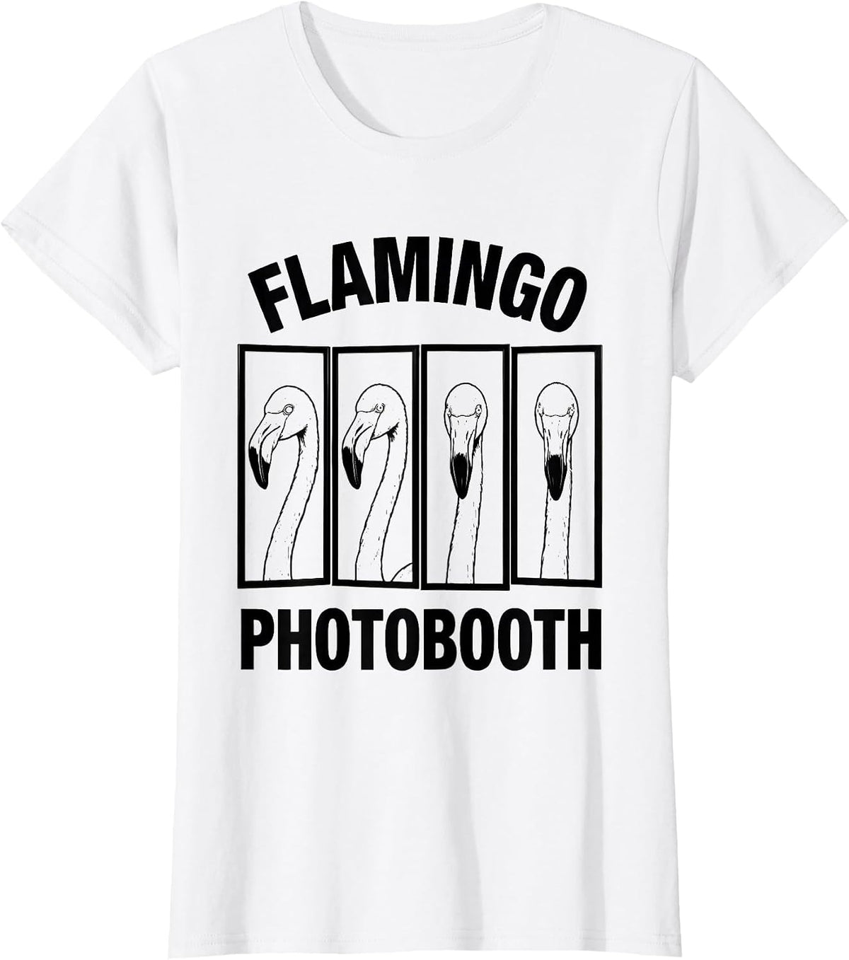 Flamingo Photobooth Funny Animal Portrait Humor T-Shirt - White