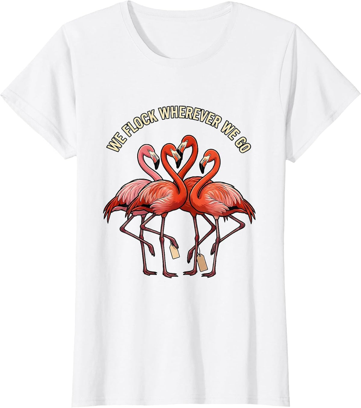 We Flock Wherever We Go Funny Flamingo Family Matching T-Shirt - White