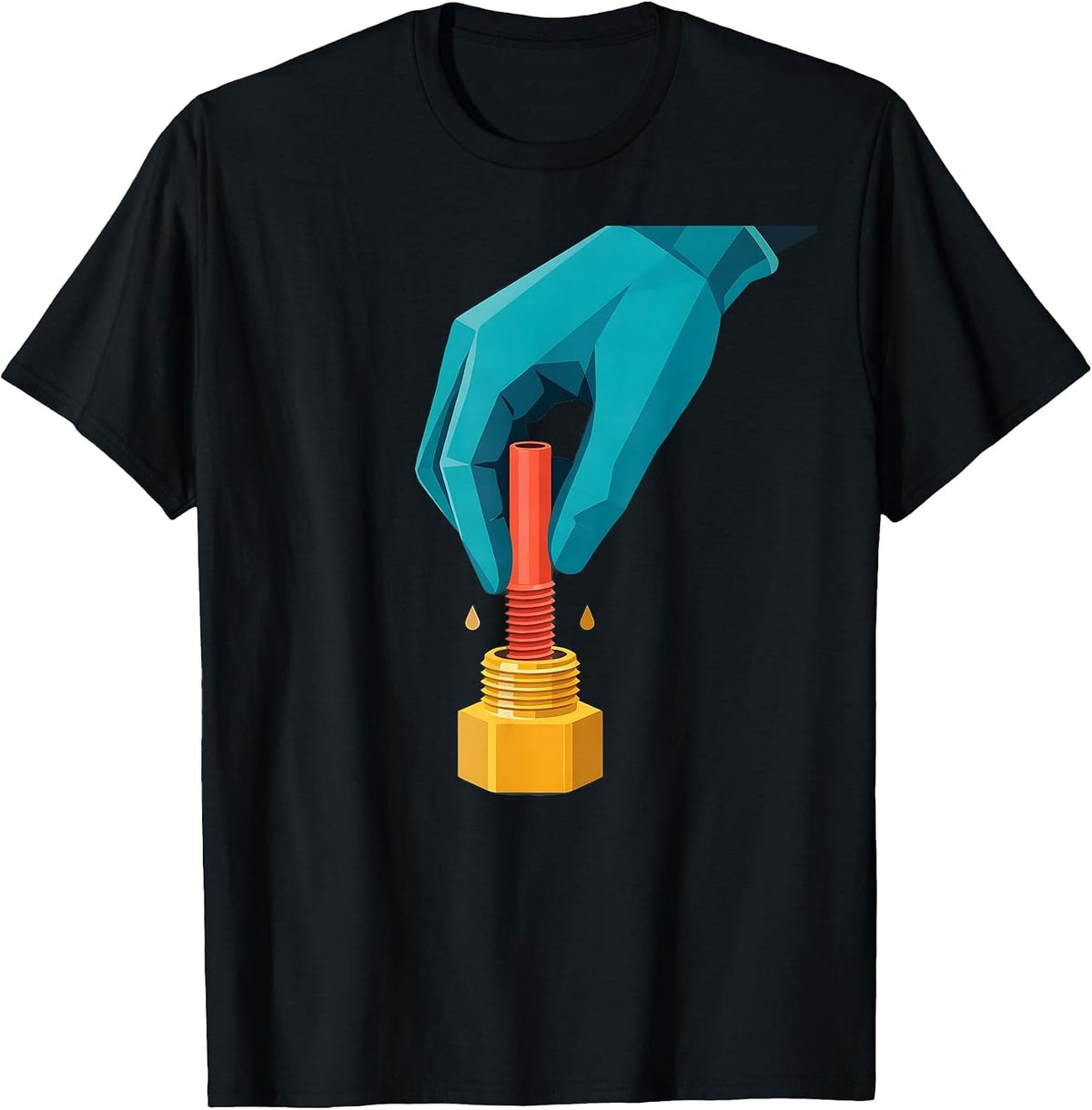 Men's Plumbing Pipe Joint Funny Plumber Pipefitter Humor T-Shirt - Black