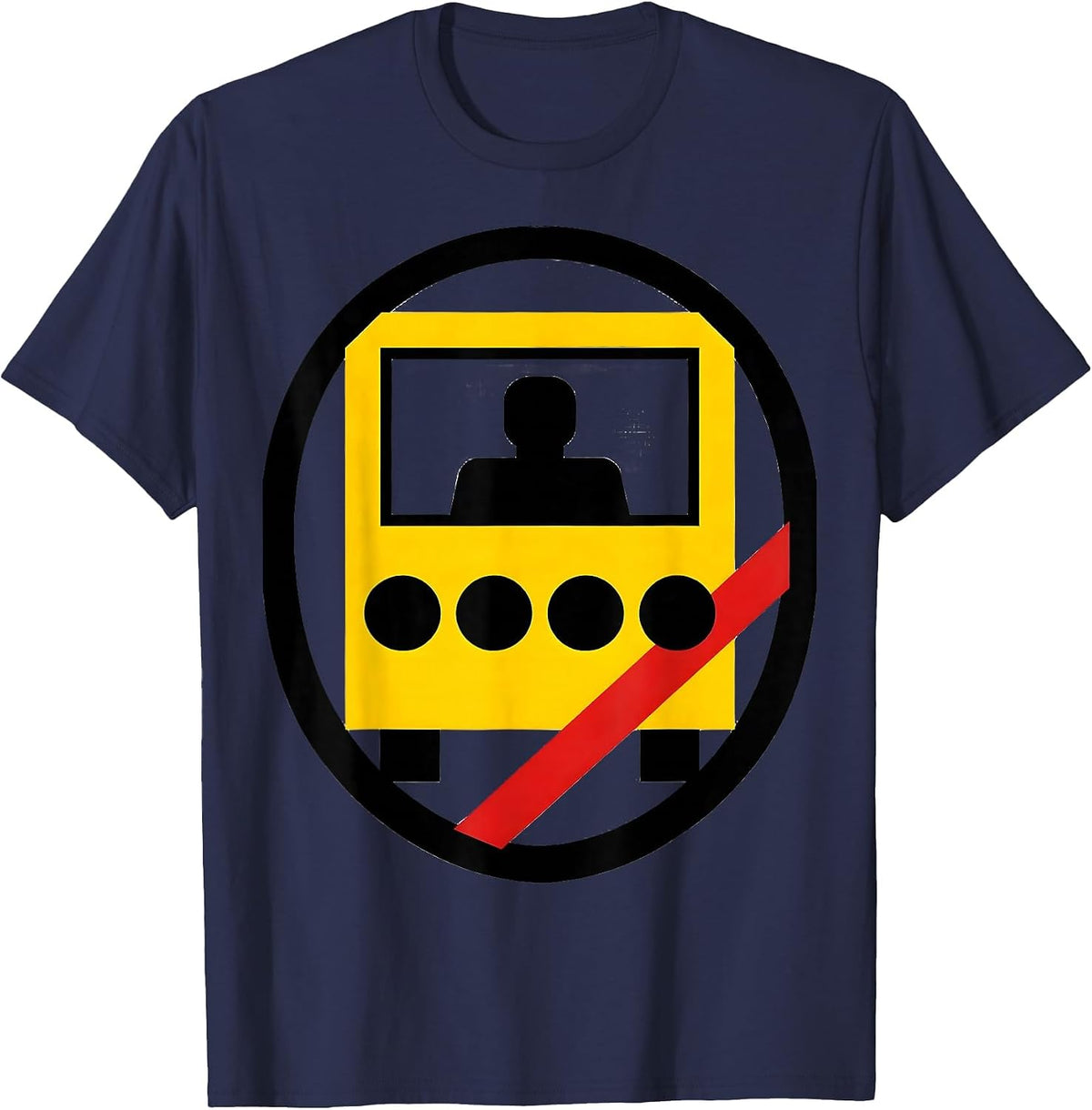 Men's School Bus Driver Shield Badge Modernist Driver Appreciation T-Shirt - Navy Blue