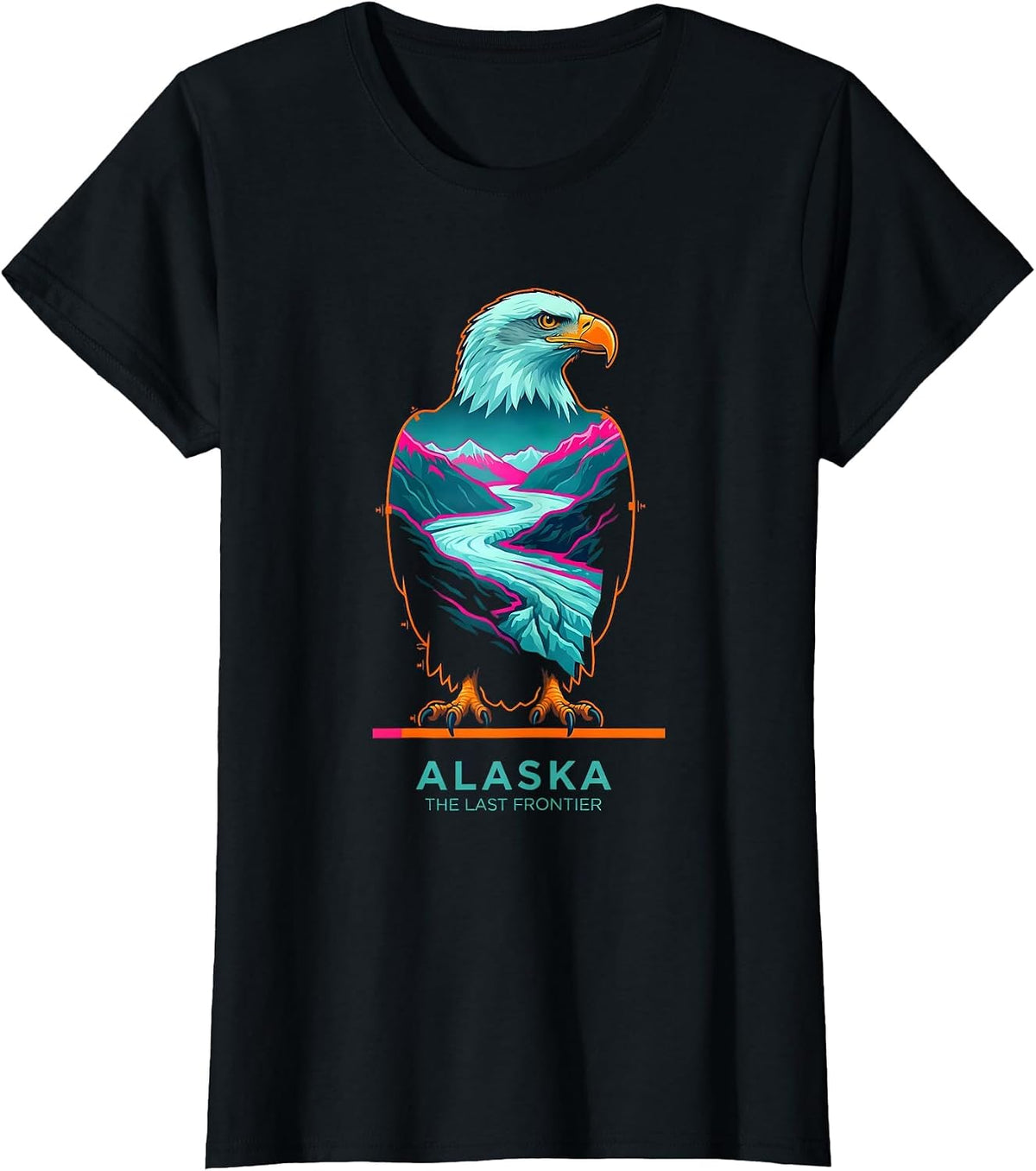 Women's Alaska The Last Frontier Risograph Vintage State Souvenir T-Shirt - Black