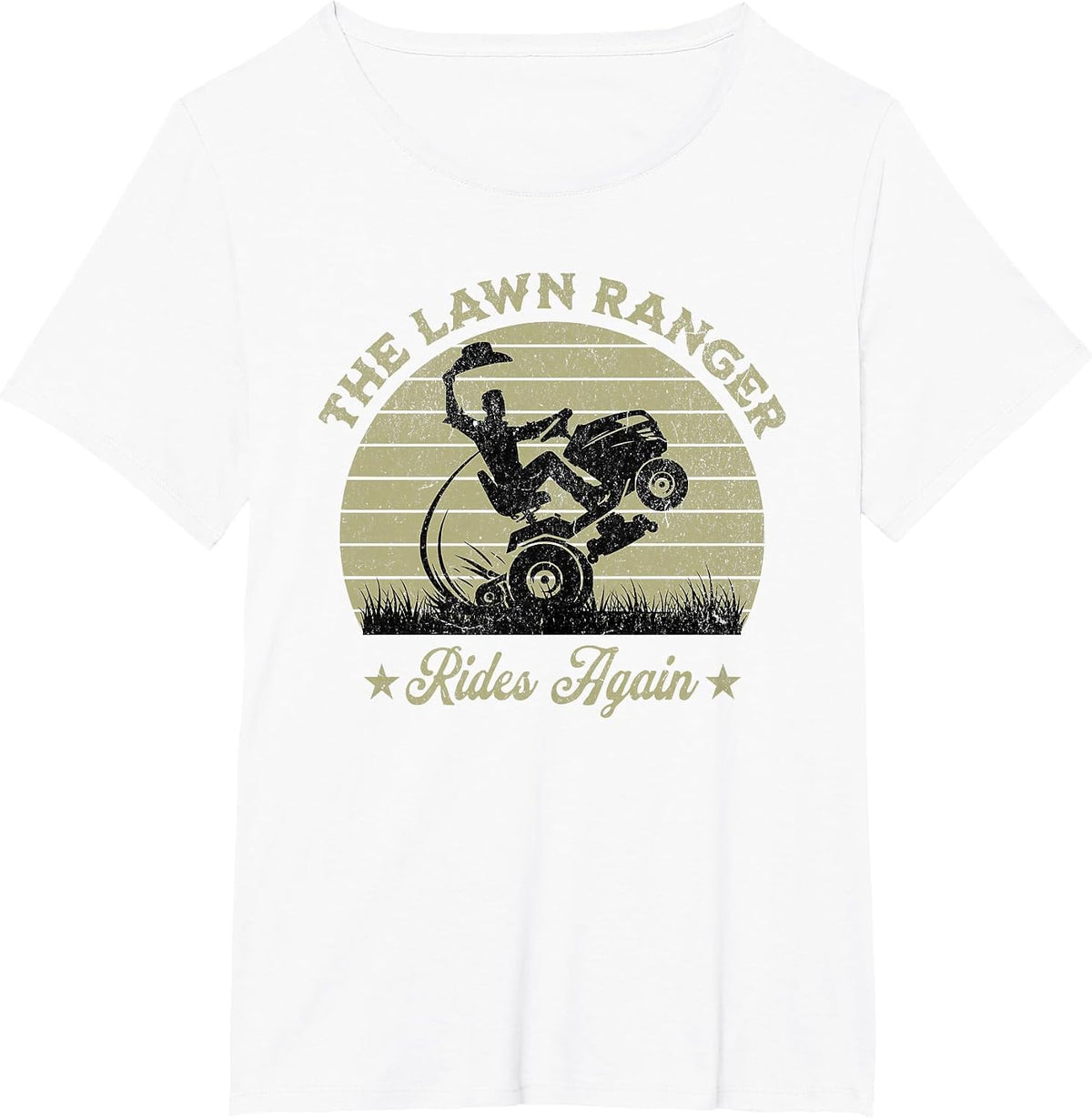 Funny The Lawn Ranger Rides Again Fathers Day Retro Mowing T-Shirt - White