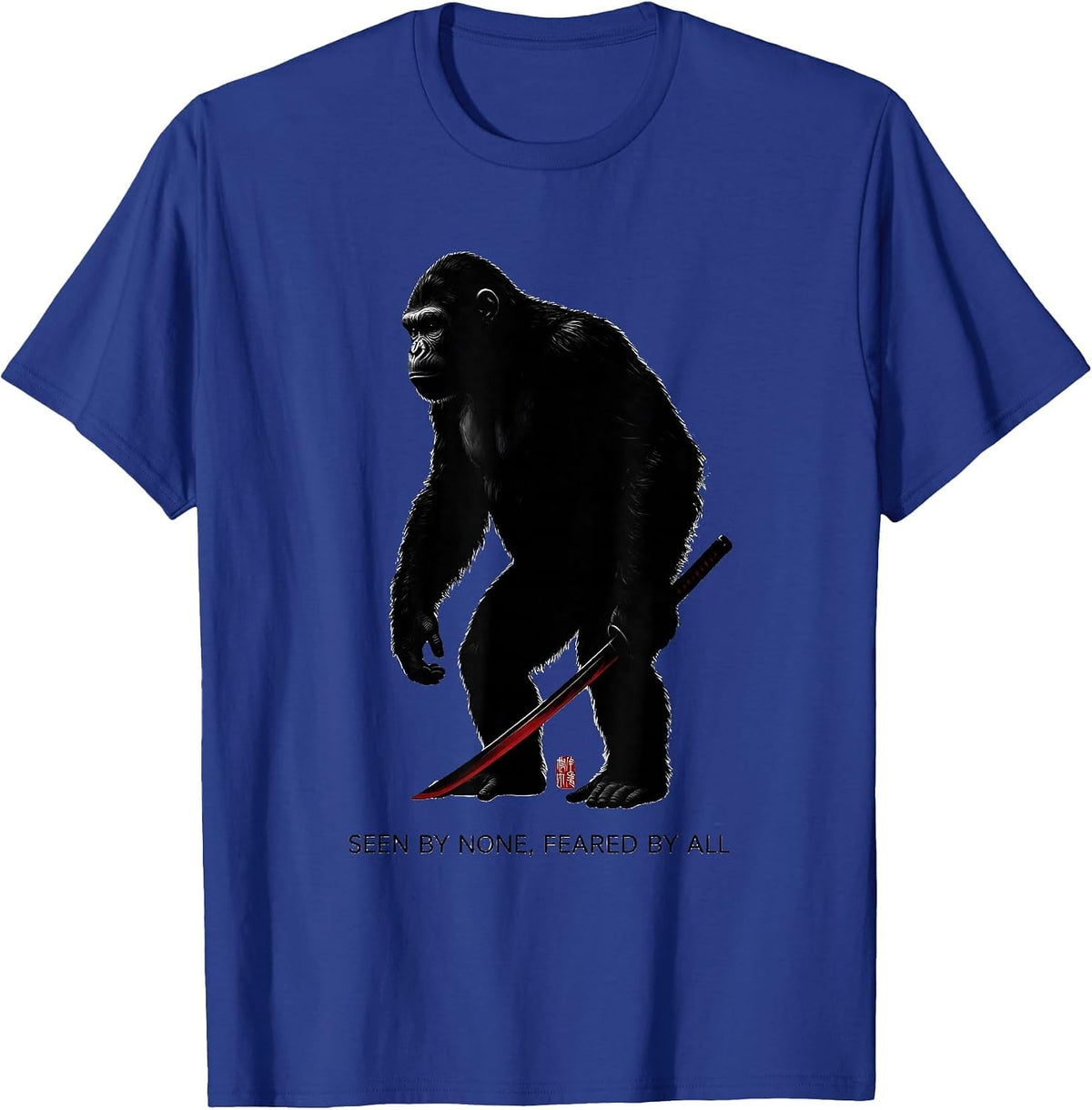 Seen By None Feared By All Samurai Bigfoot Ukiyo-e Warrior T-Shirt - Royal Blue