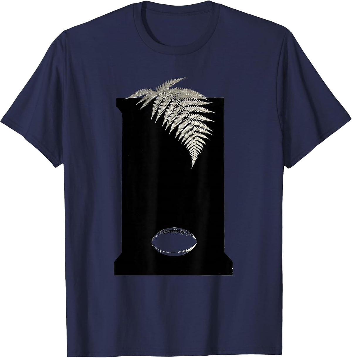 Men's Fern Silhouette Kiwi Rugby Fan National Pride T-Shirt - Navy Blue
