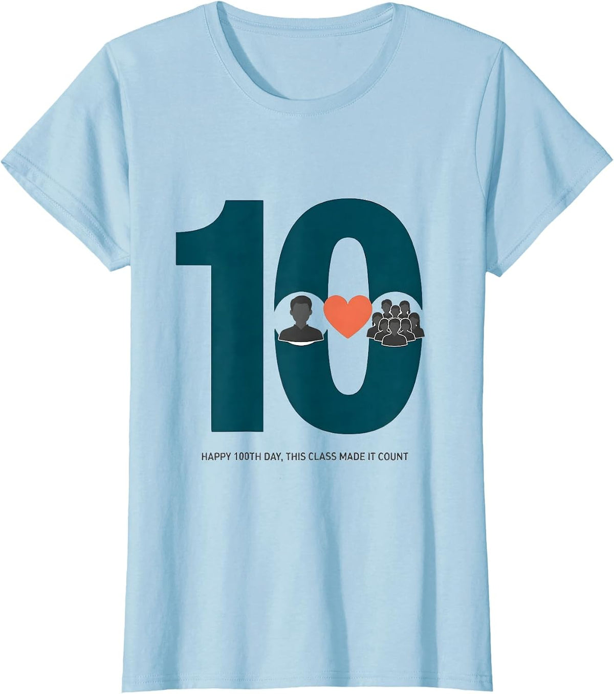 Women's Happy 100th Day, This Class Made It Count Teacher T-Shirt - Baby Blue