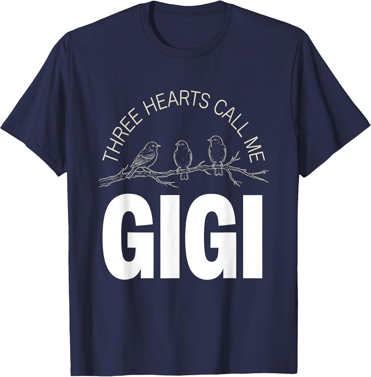 Three Hearts Call Me Gigi Grandma Gift T-Shirt - Navy Blue