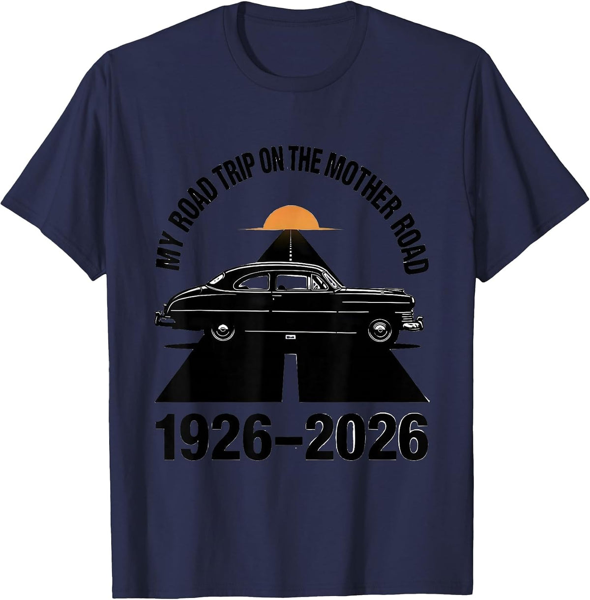 My Road Trip On The Mother Road, 1926-2026 Vintage T-Shirt - Navy Blue