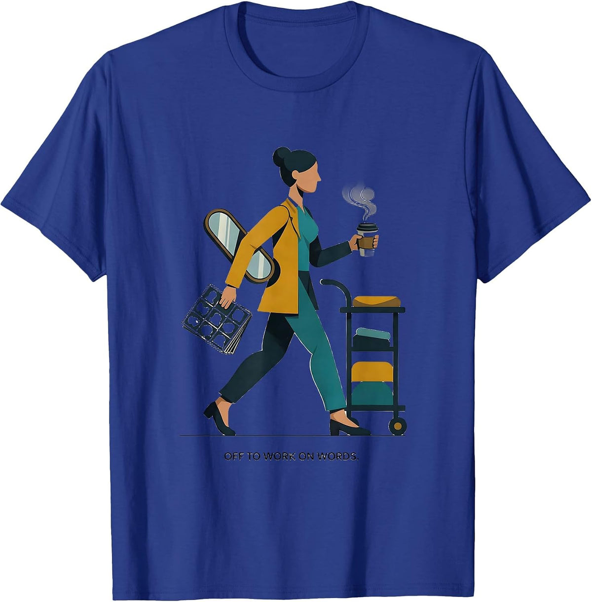 Men's Off To Work On Words Midcentury Modern Therapy Humor T-Shirt - Royal Blue