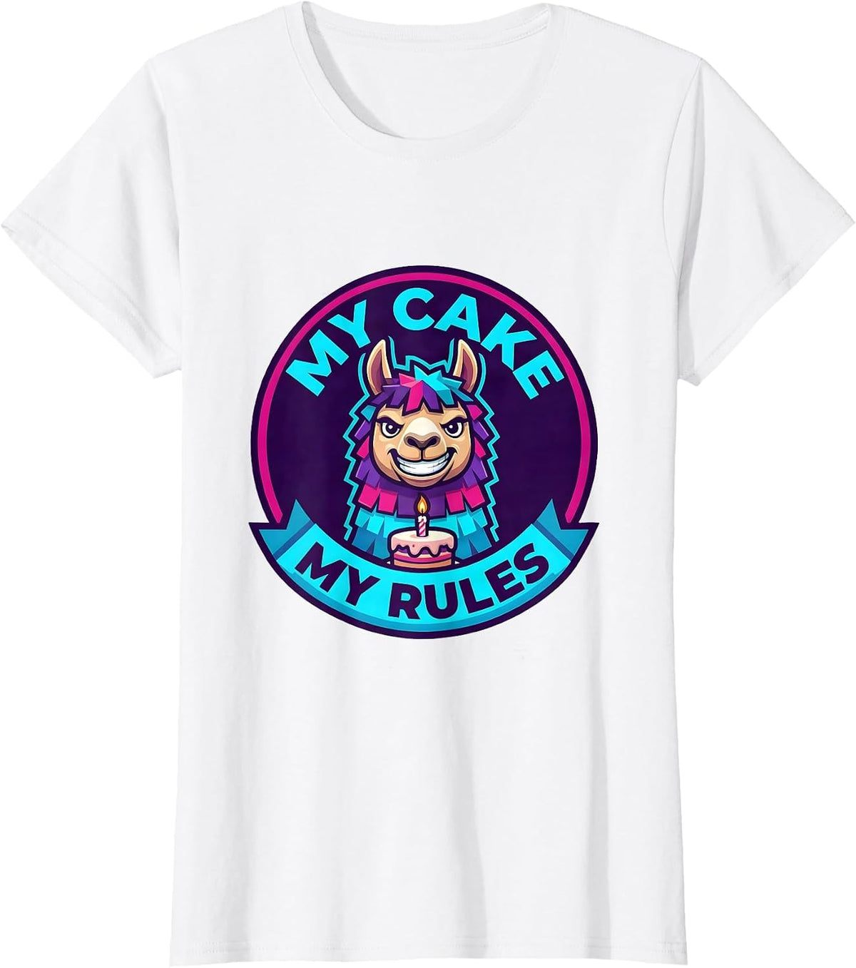Women's My Cake My Rules Bruh Birthday Llama Piñata Gamer Meme T-Shirt - White