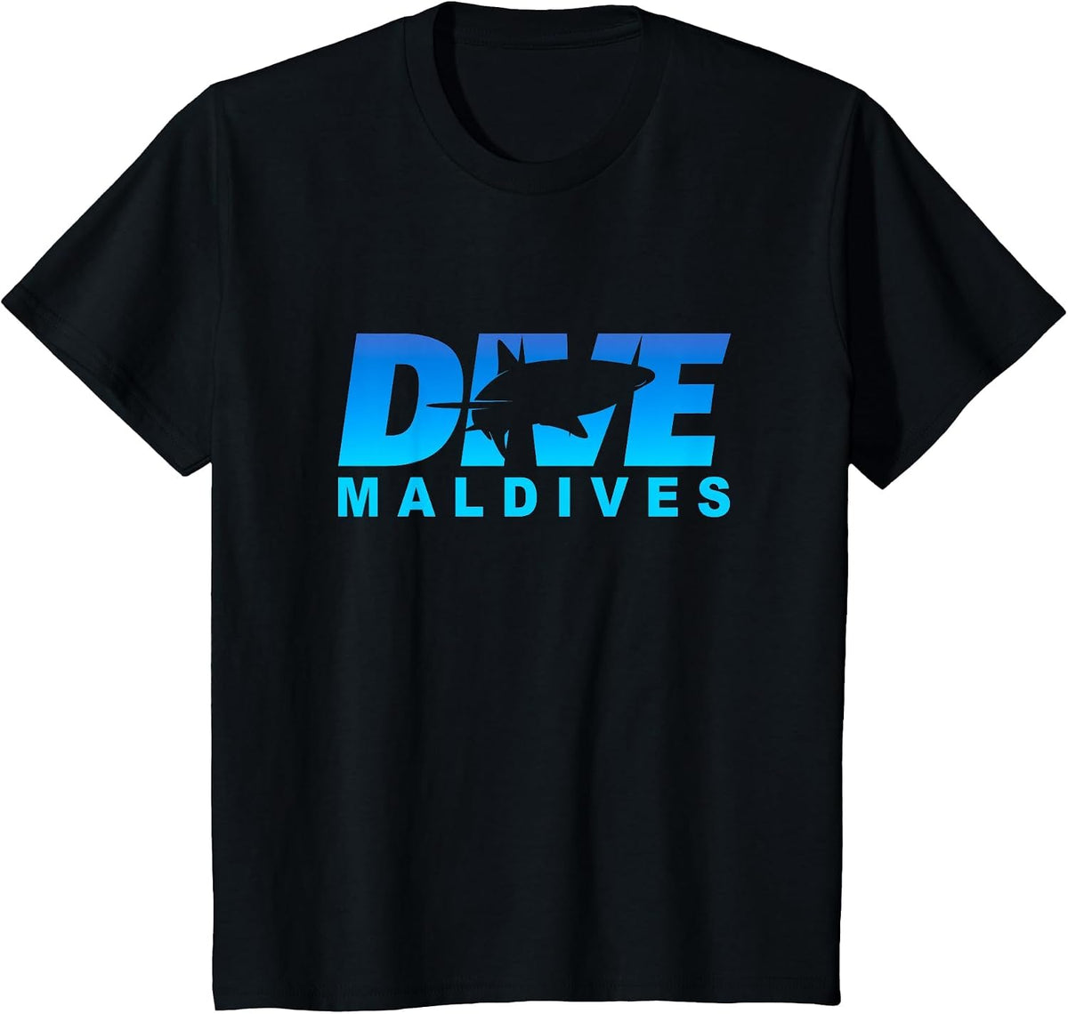 Dive Maldives with Shark, Scuba Diving in the Maldives T-Shirt - Black