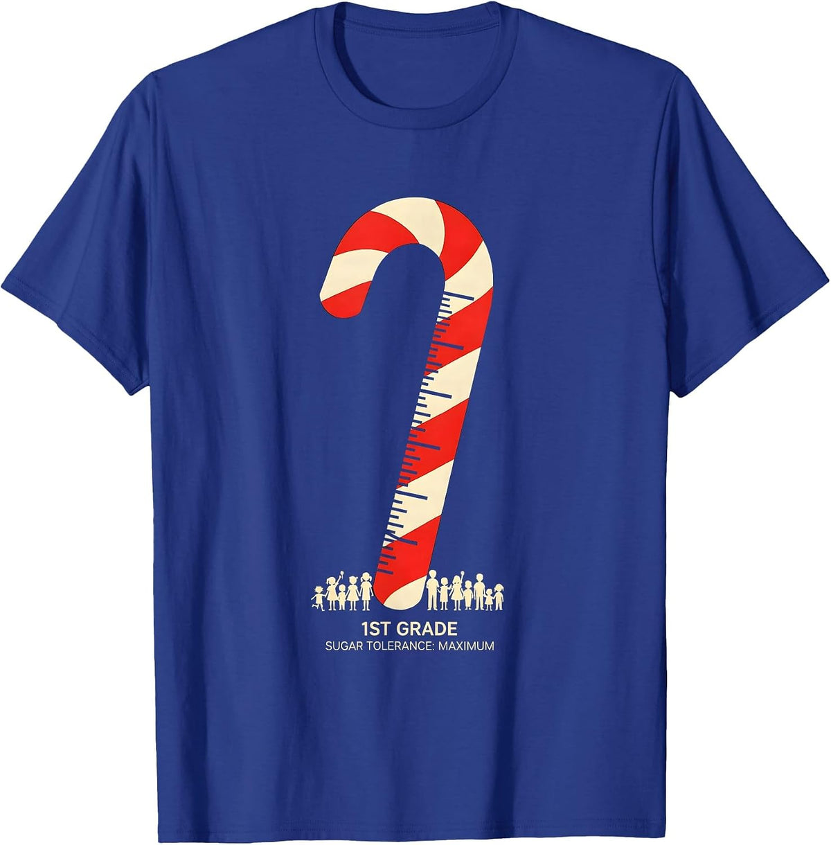 Men's 1st Grade Sugar Tolerance Maximum Cute Teacher Candy Cane T-Shirt - Royal Blue