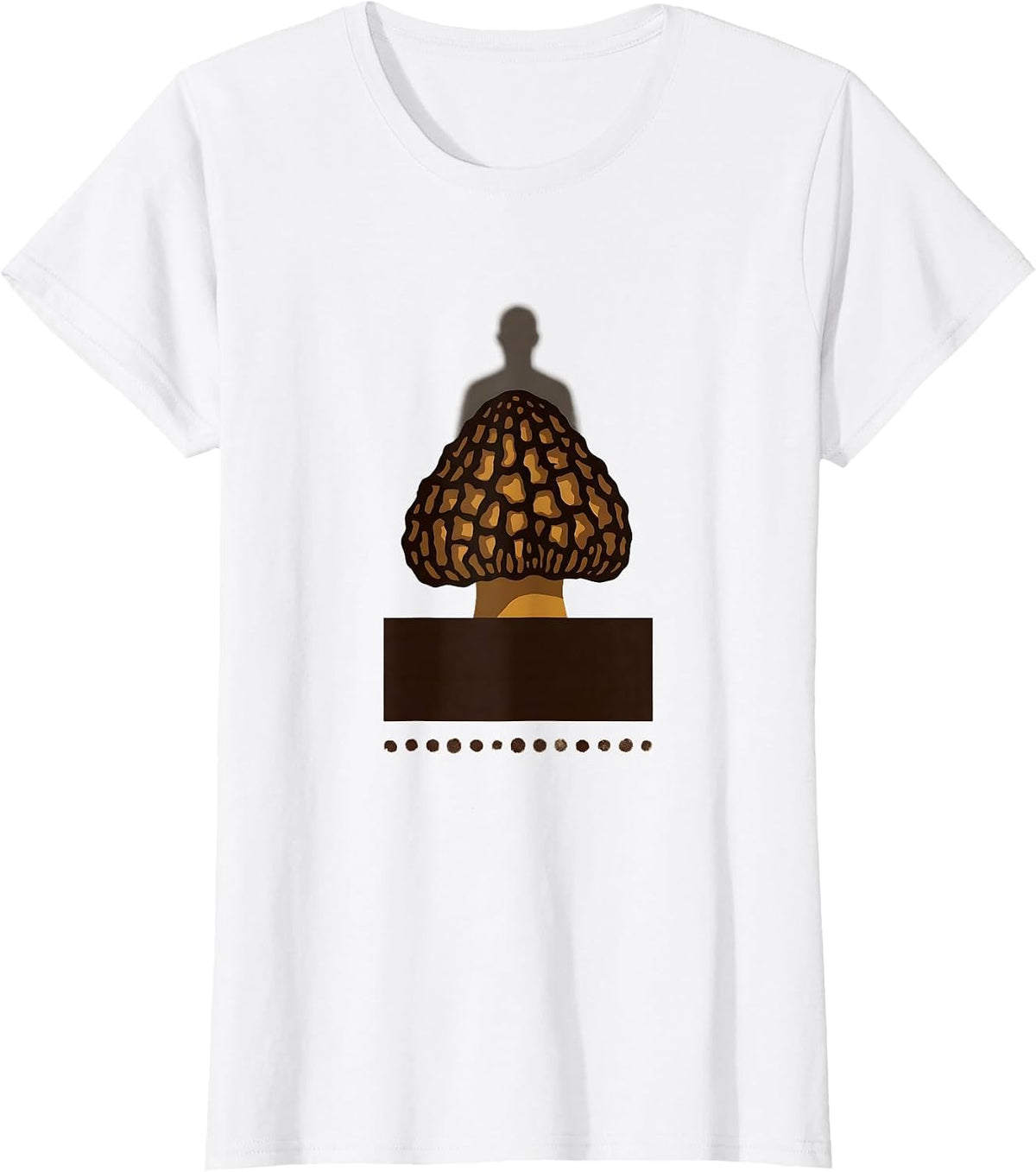 Morel Silhouette Minimalist Mushroom Forager Humor T-Shirt - White