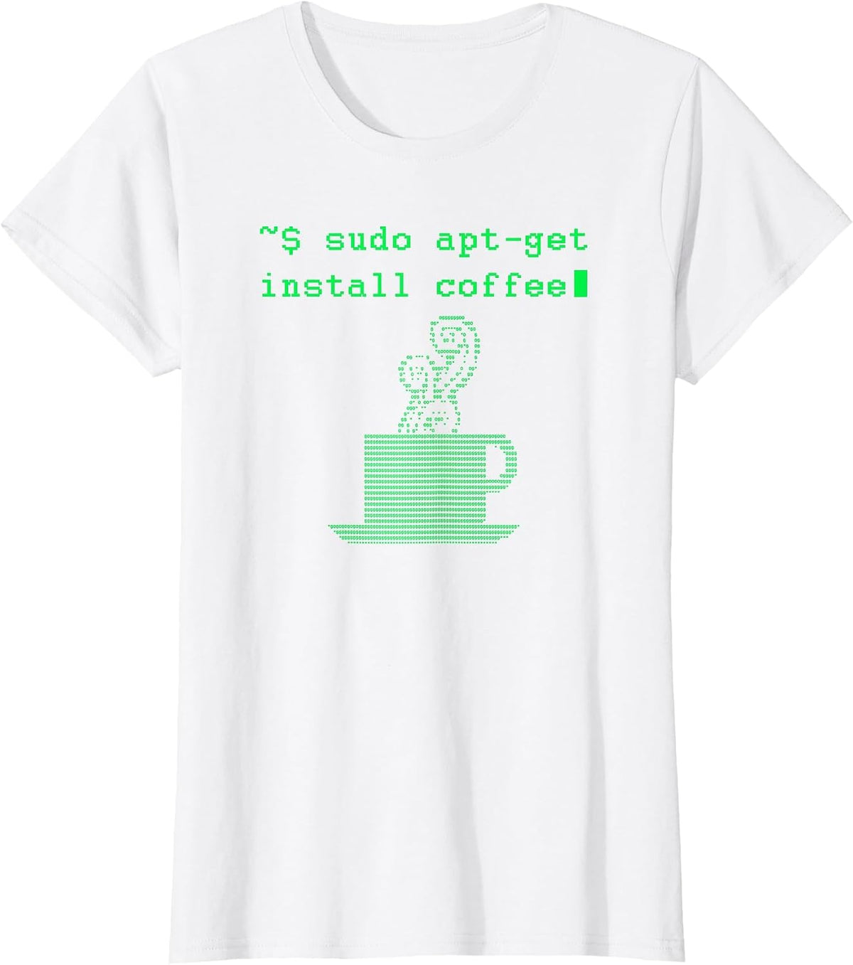 Sudo Apt-get Installs Coffee Funny T-Shirt T-Shirt - White