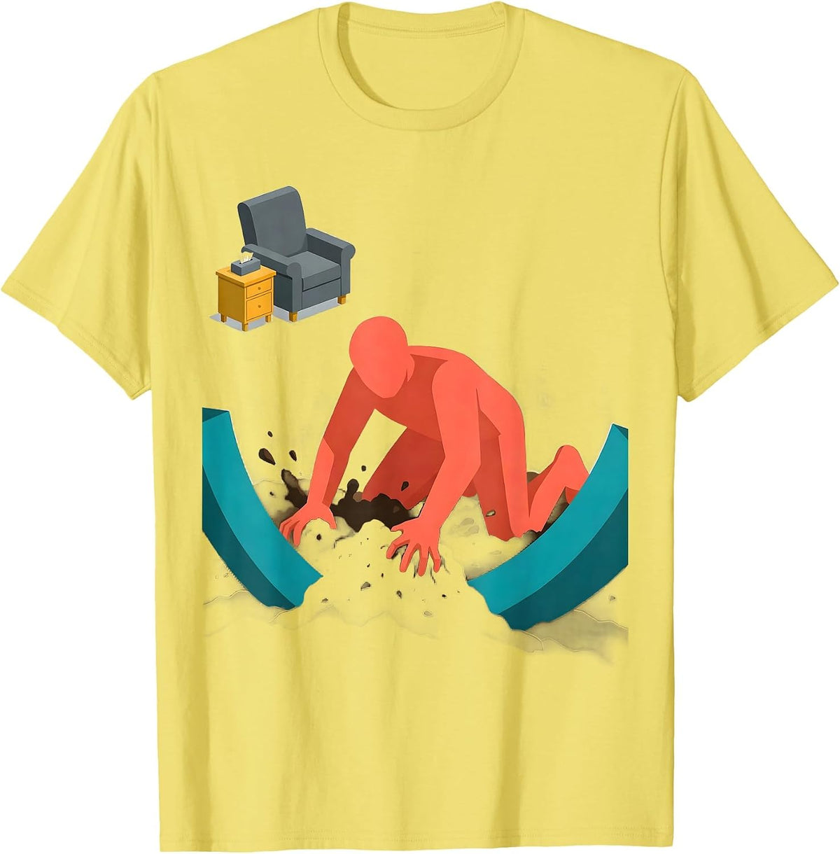 Men's Digging Through Therapy Dark Humor Therapist Gift T-Shirt - Lemon Yellow