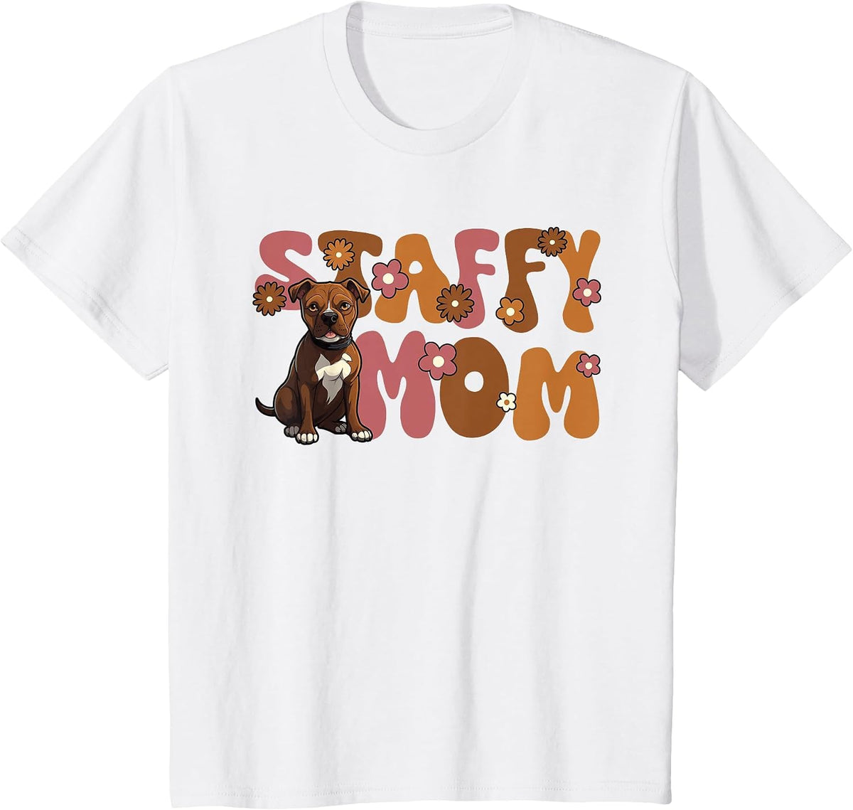 Staffordshire Bull Terrier Groovy World's Best Staffy Mom T-Shirt - White