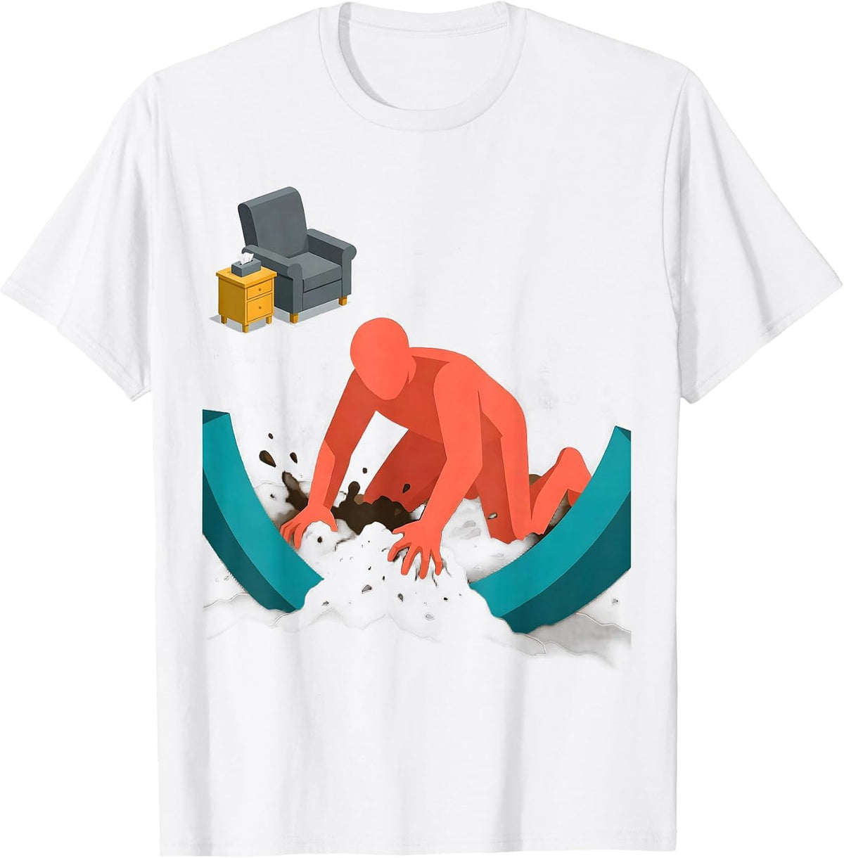 Men's Digging Through Therapy Dark Humor Therapist Gift T-Shirt - White