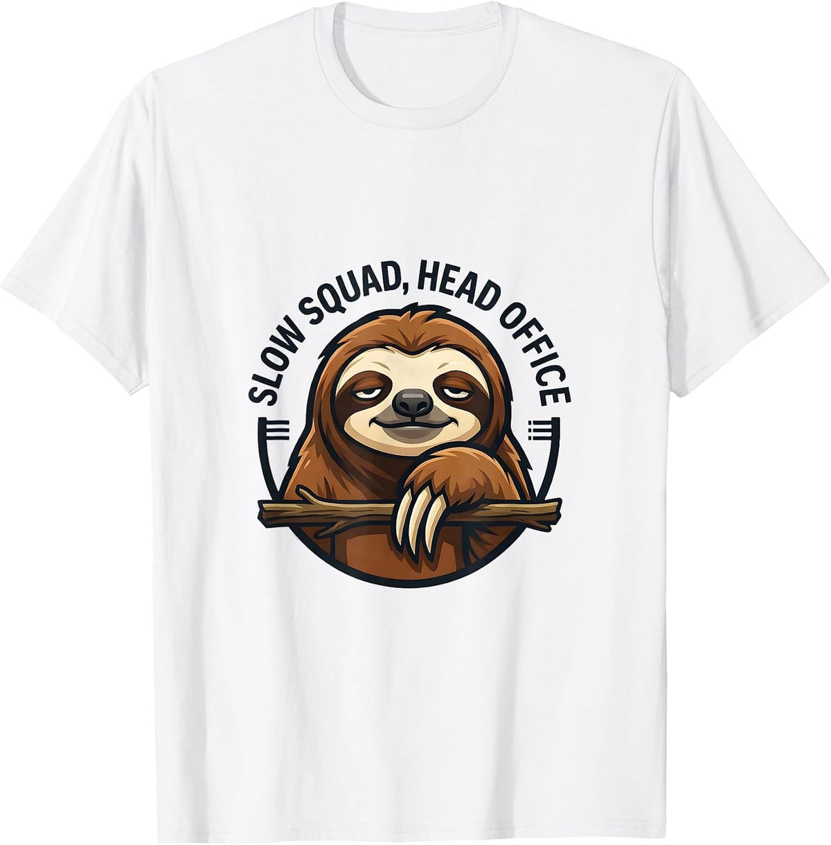 Men's Slow Squad Head Office Funny Sloth Lover Gift T-Shirt - White