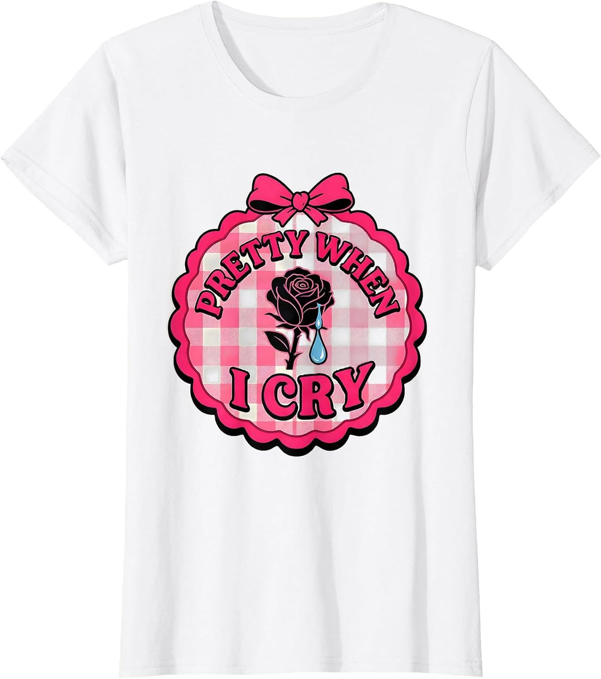 Pretty When I Cry Emo Aesthetic Design T-Shirt - White
