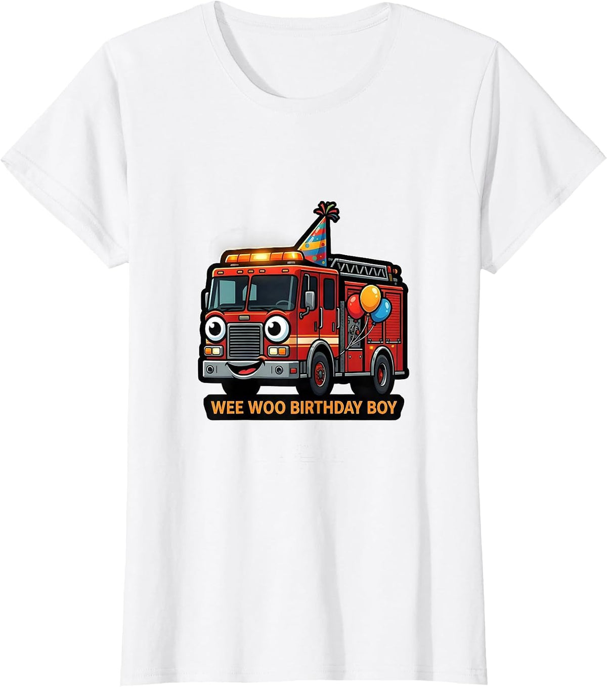 Women's Wee Woo Birthday Boy Funny Firefighter Fire Truck Fireman T-Shirt - White