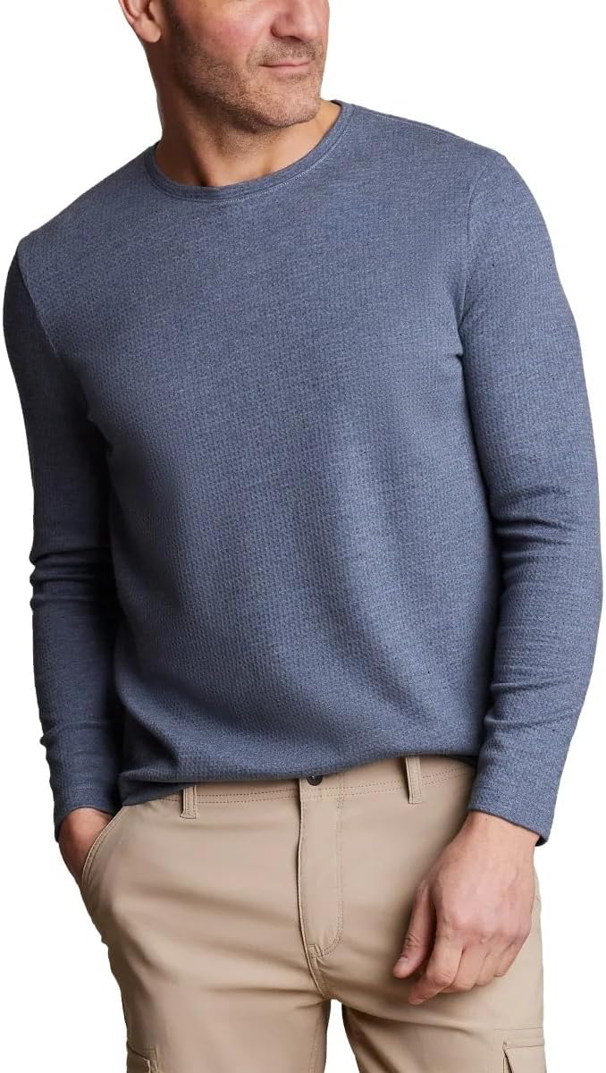English Laundry Men’s Long Sleeve Crewneck Regular Fit Shirt - Blue