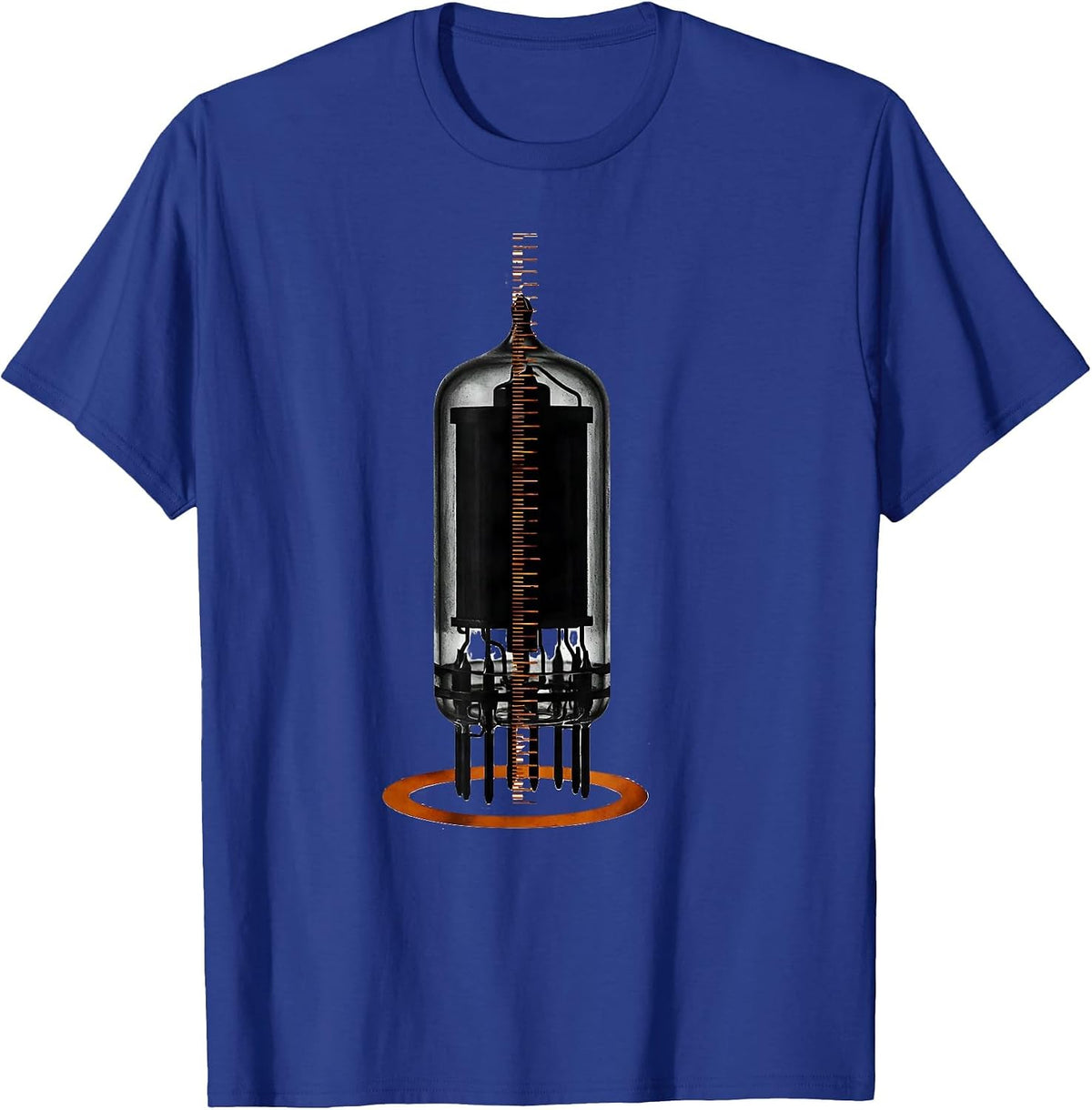Vacuum Tube Silhouette Vintage Audio Enthusiast Minimalist T-Shirt - Royal Blue