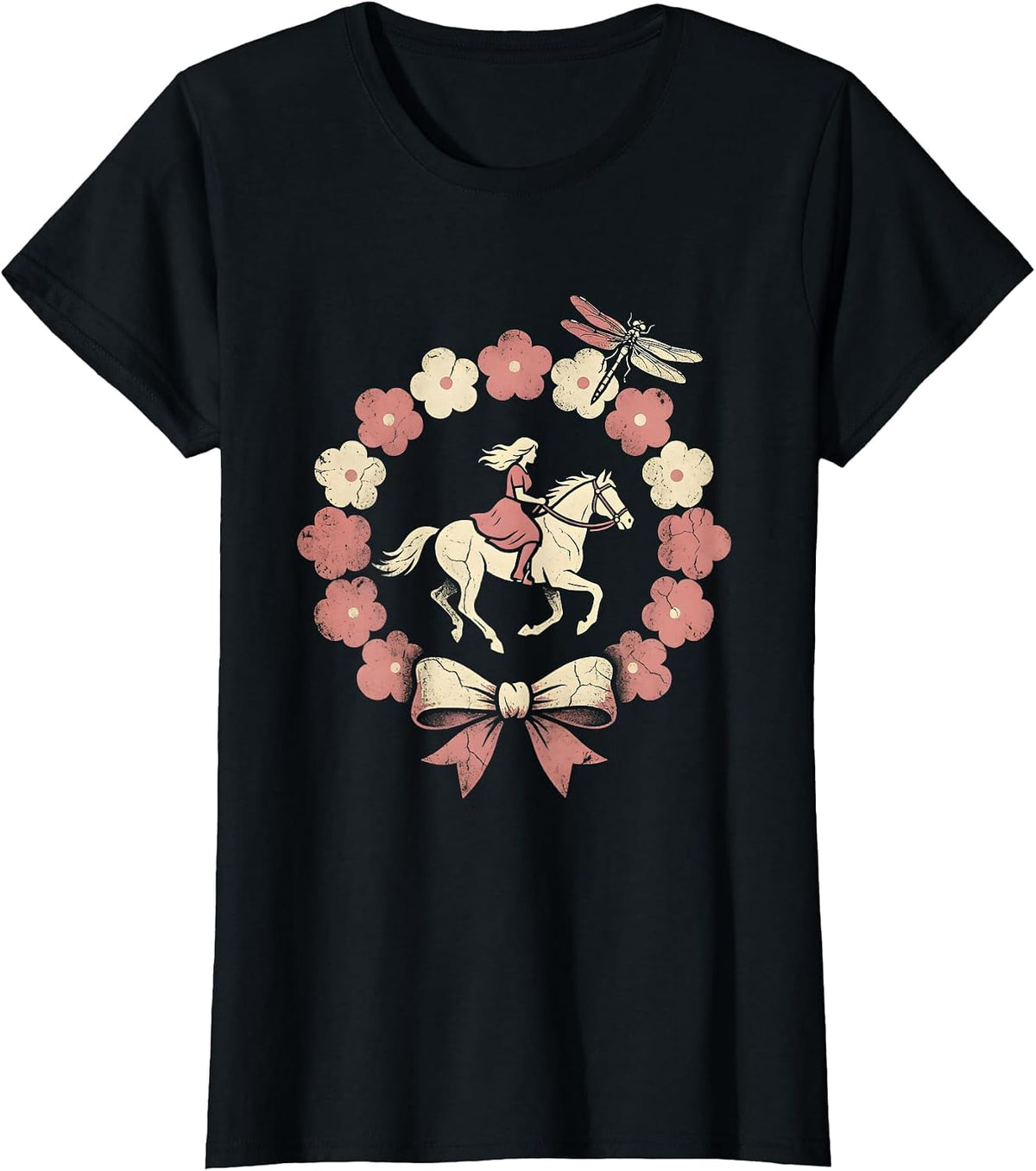 Elder Rider Full Gallop Horse Illustration T-Shirt - Black