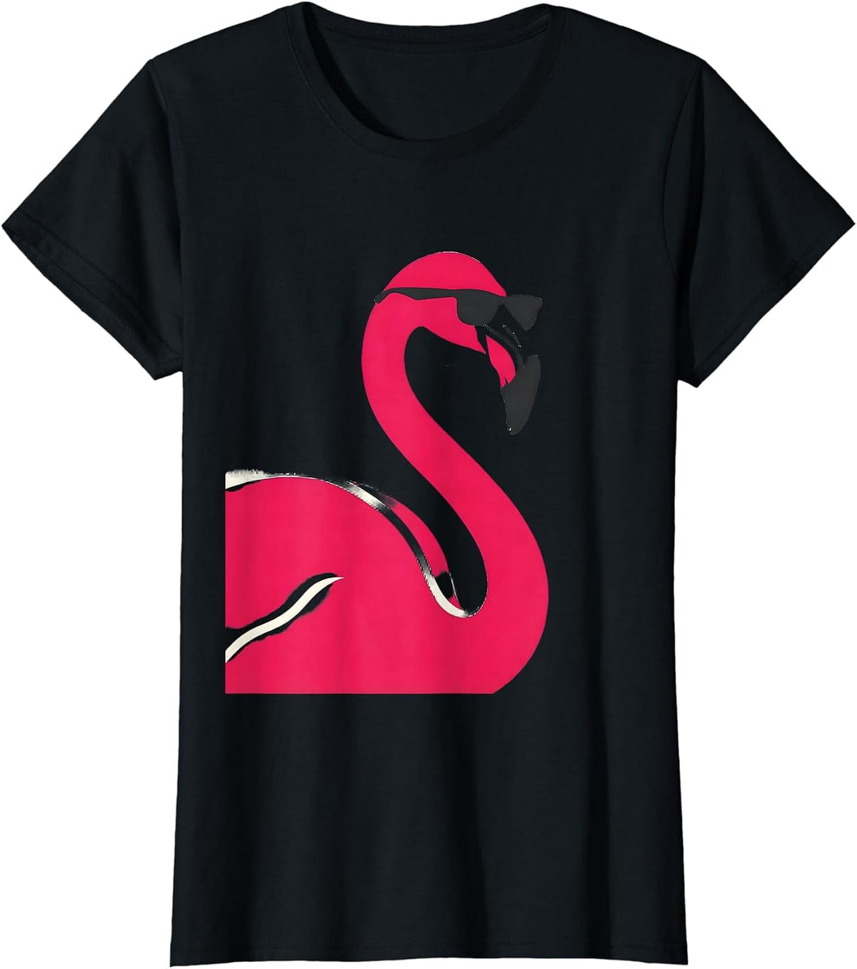 Pink Flamingo Sunglasses Minimalist Novelty Humor T-Shirt - Black