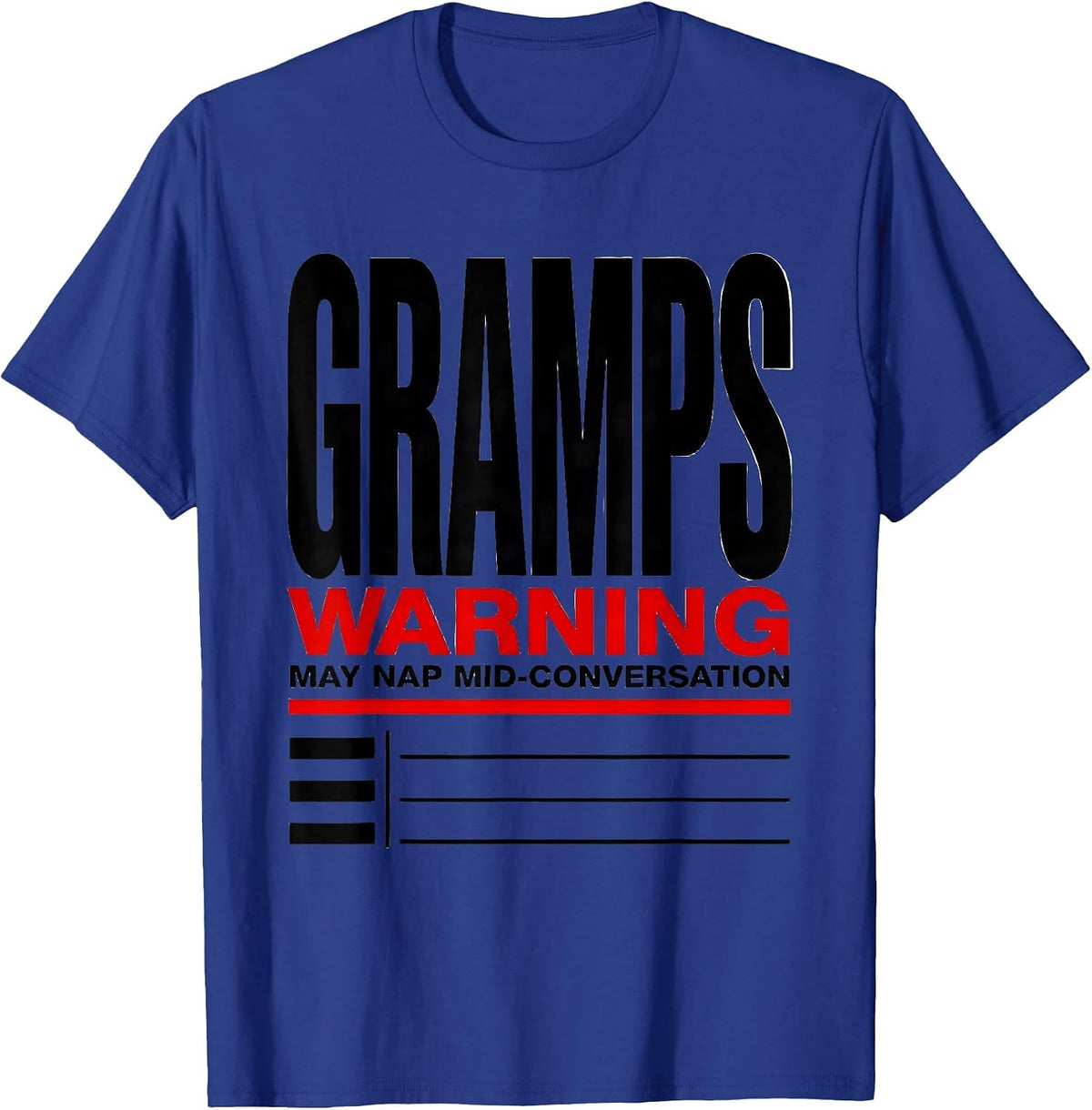 Men's Gramps Warning May Nap Mid-Conversation Funny Grampy T-Shirt - Royal Blue